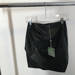 Missguided Faux Leather Wrap Front Skirt | Black
